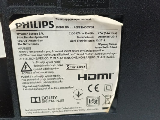 KIT 4 tiras de retroiluminación de PHILIPS 40PFH4309/88