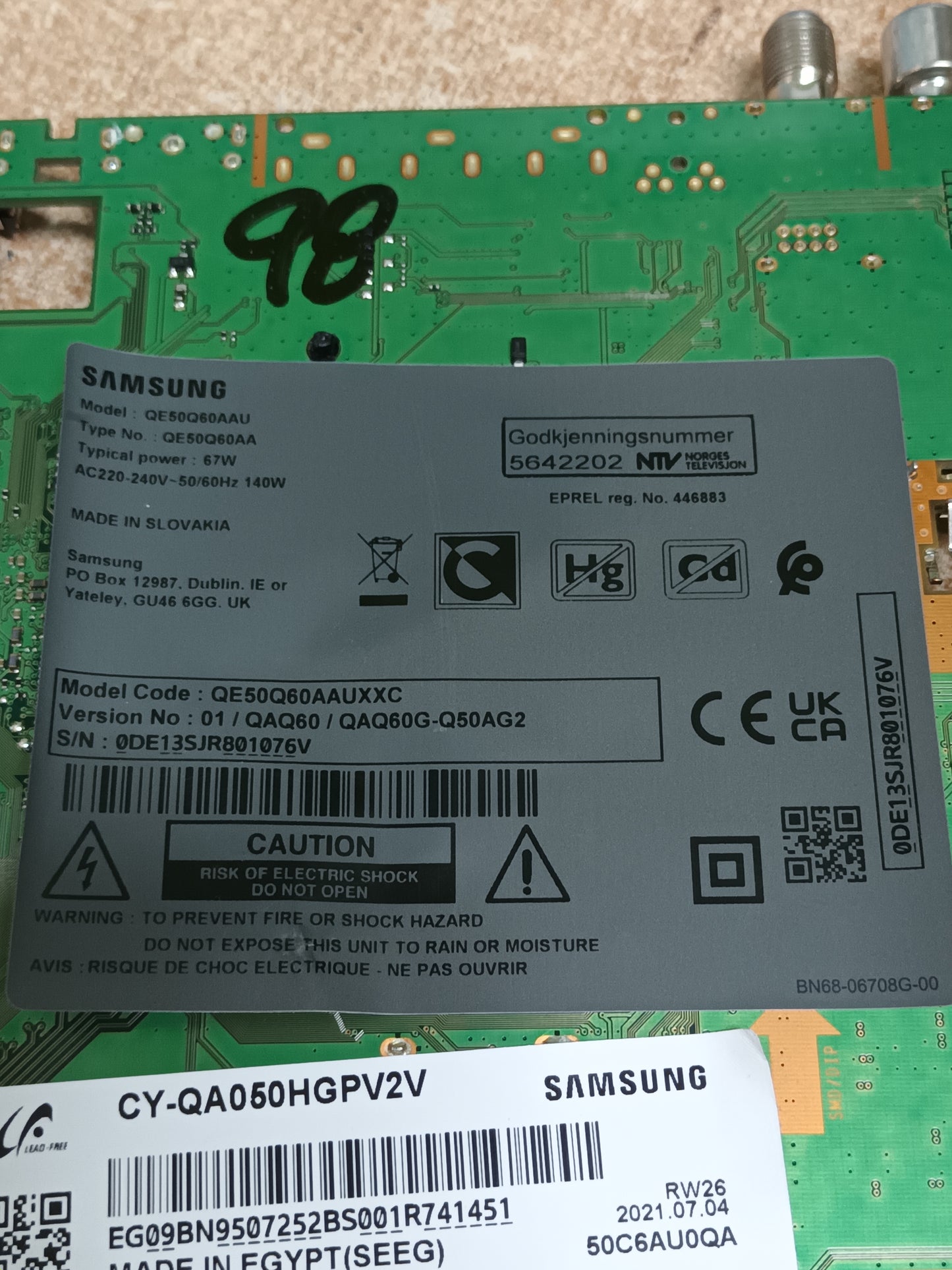 BN94-16448X, de Samsung QE50Q60AAU, (sku-98)