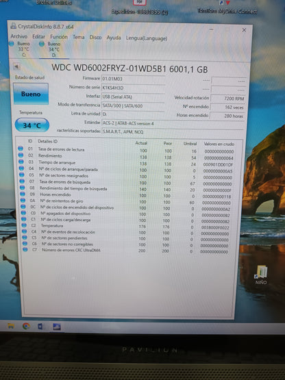 disco hdd 6TB, 3.5, WD, MUY NUEVO, con informe