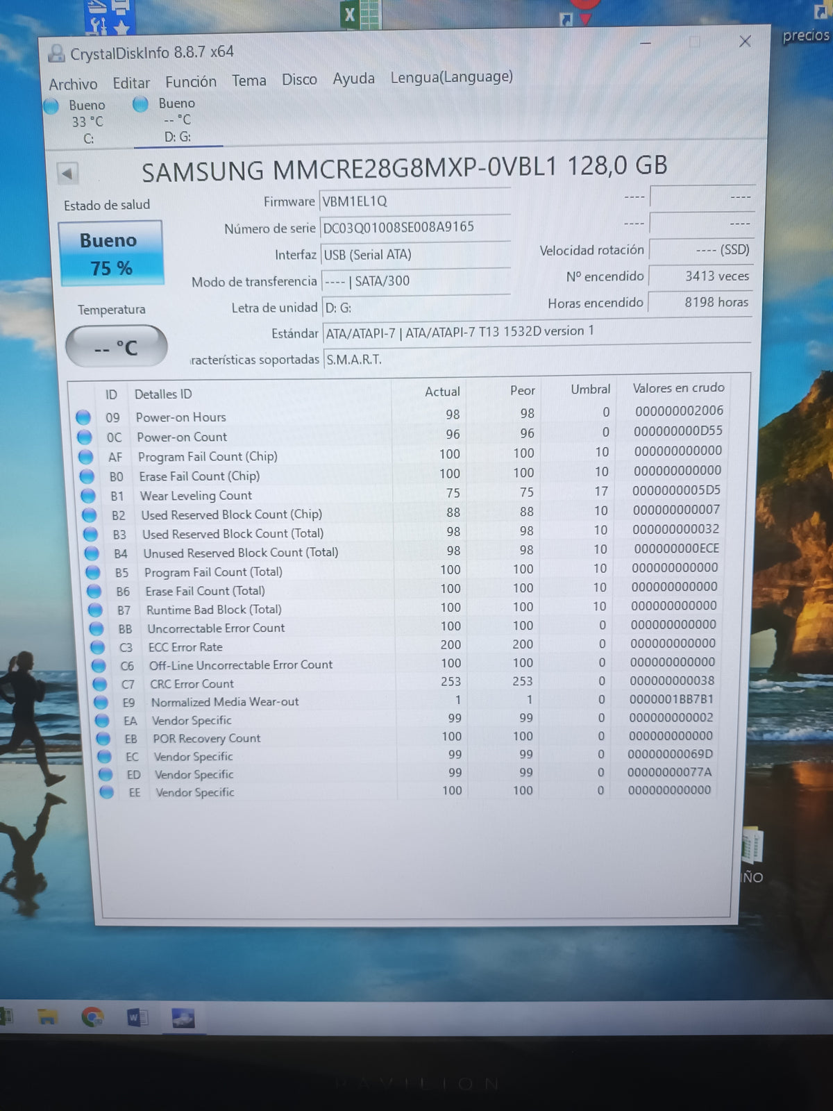 disco solido 1,8", samsung 128Gb