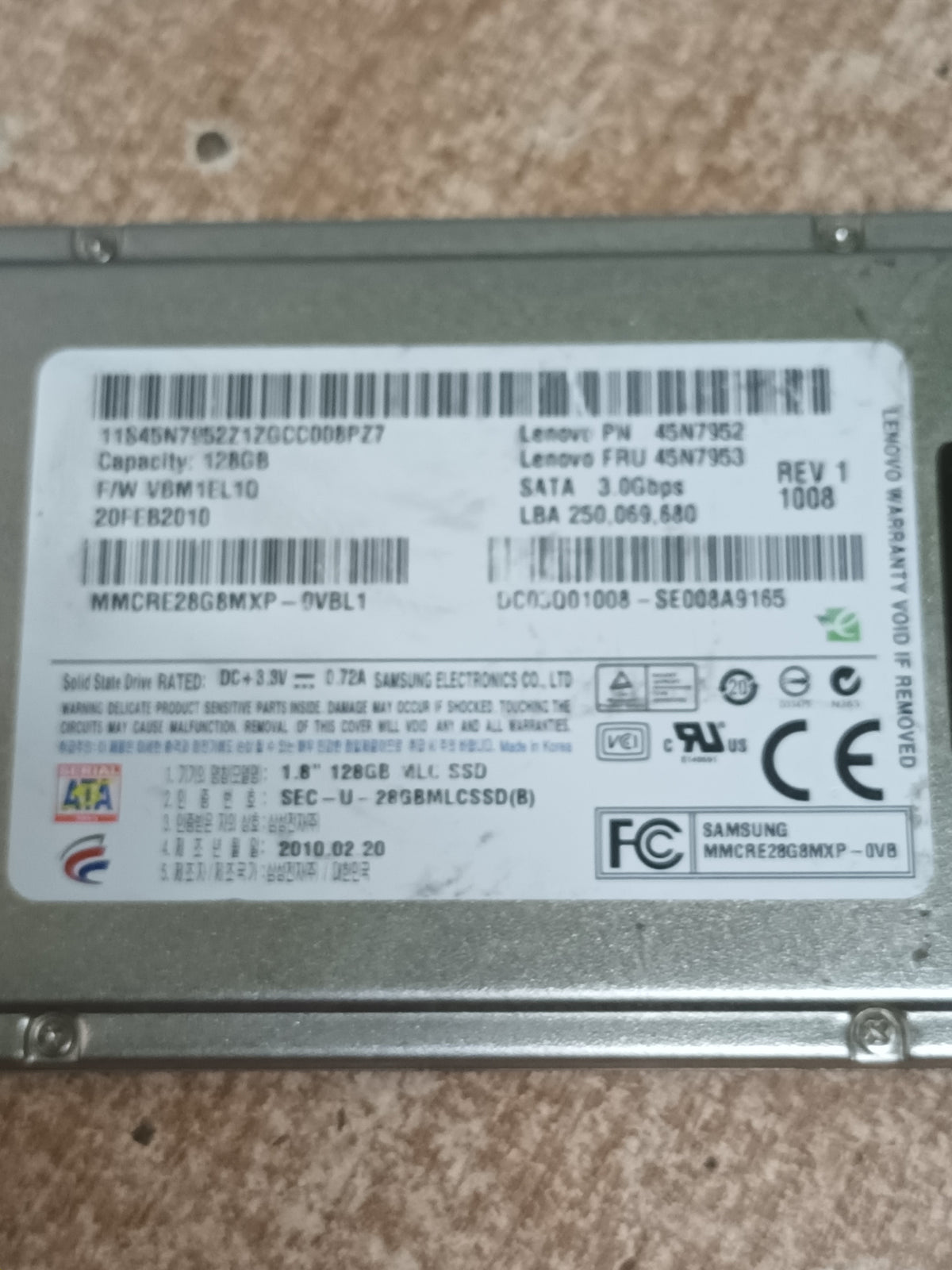 disco solido 1,8", samsung 128Gb