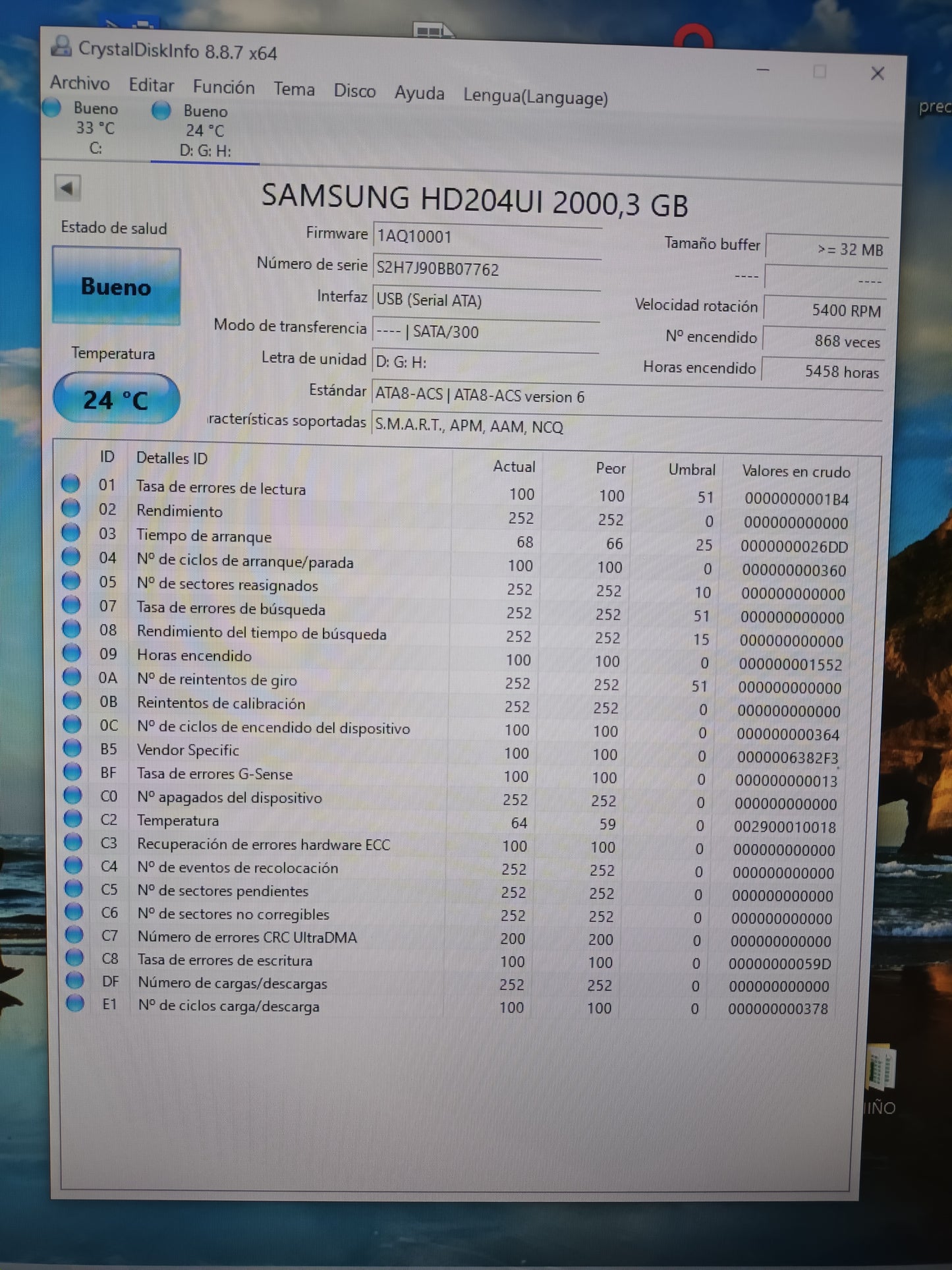 disco hdd 2tb, 3.5, Samsung, con informe