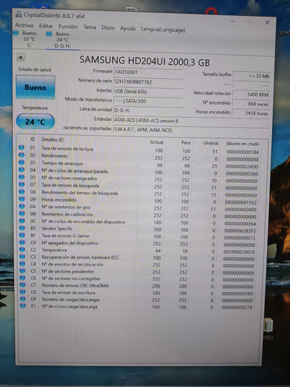 disco hdd 2tb, 3.5, Samsung, con informe