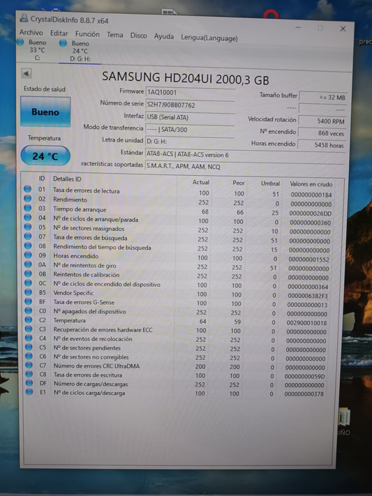 disco hdd 2tb, 3.5, Samsung, con informe