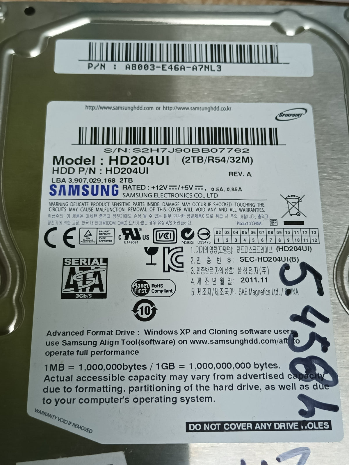 disco hdd 2tb, 3.5, Samsung, con informe