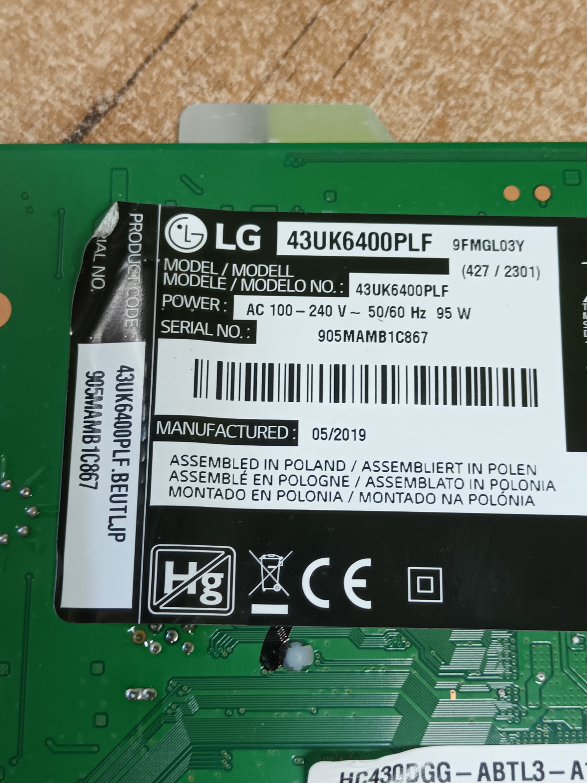EAX67872805(1.1), de LG43UK6400PLF, EBT65120413,