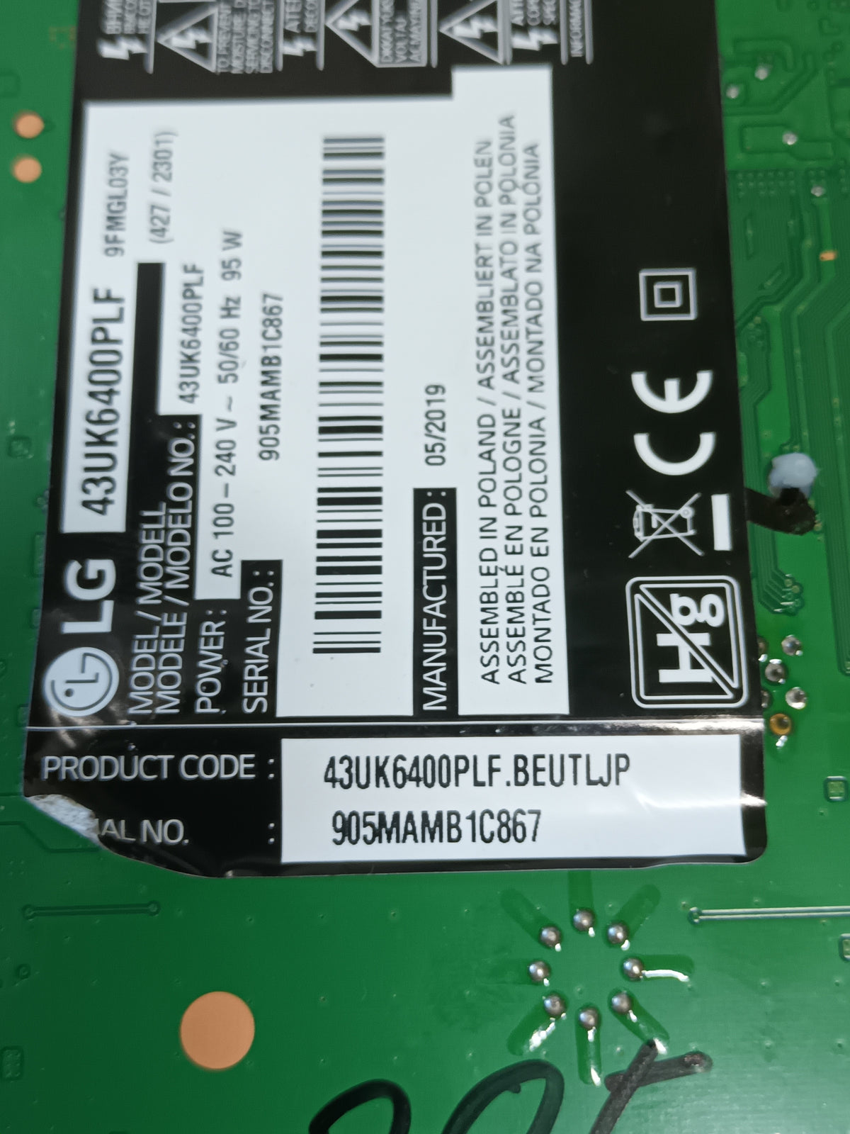EAX67872805(1.1), de LG43UK6400PLF, EBT65120413,