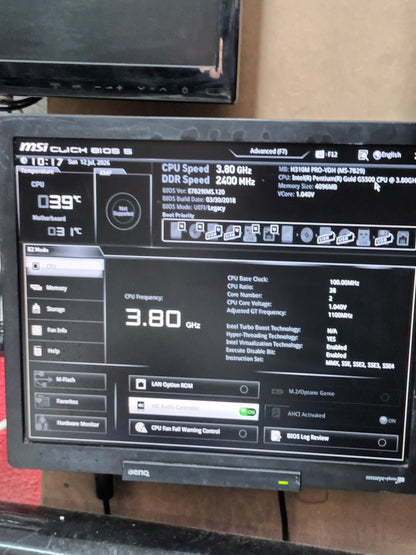 placa base MSI H310M PRO-VDH, procesador PENTIUM GOLD G5500, 380Ghz y 4GB