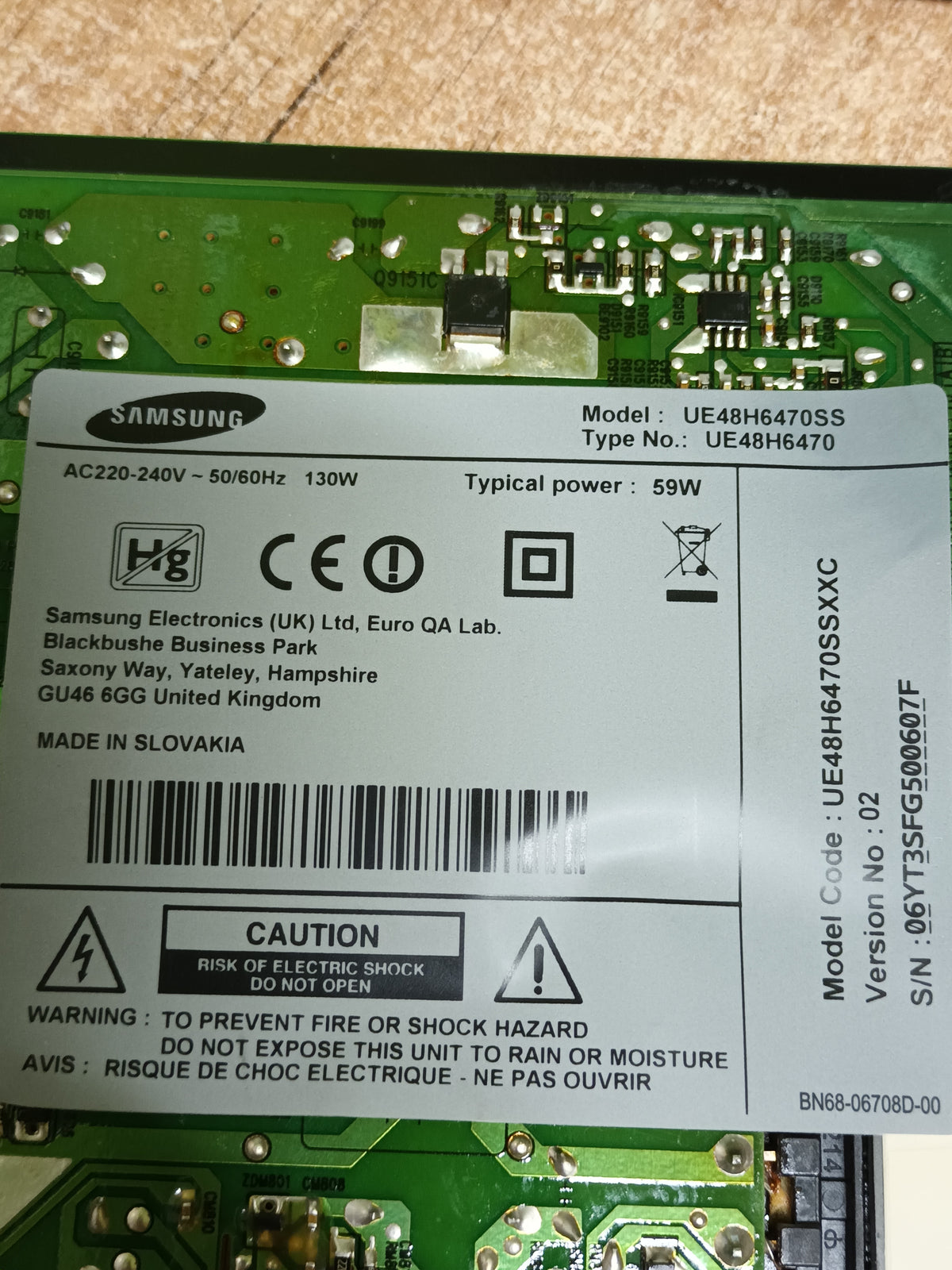 BN44-00709B, de SAMSUNG UE48H6470SS